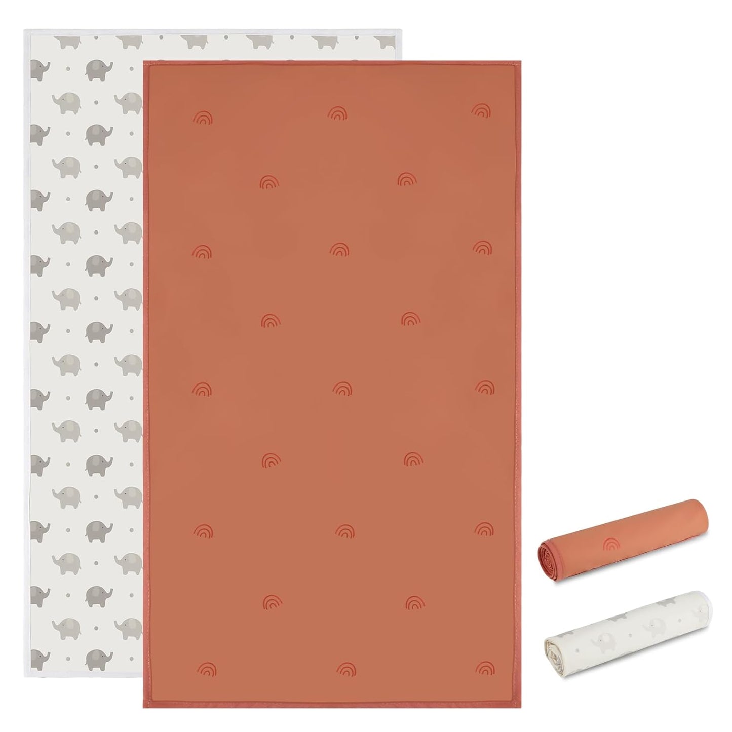 Vegan Leather Baby Changing Mat - Wipeable Portable Changing Pad, Foldable Travel Changing Mat for Baby, Newborns (Flower,20"*28")