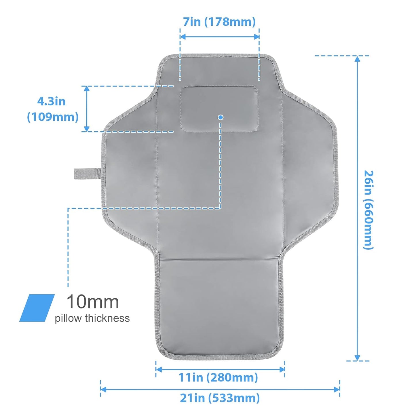 Portable Changing Pad Travel - Waterproof Compact Diaper Changing Mat with Built-in Pillow - Lightweight & Foldable Changing Station(Cute Elephant)