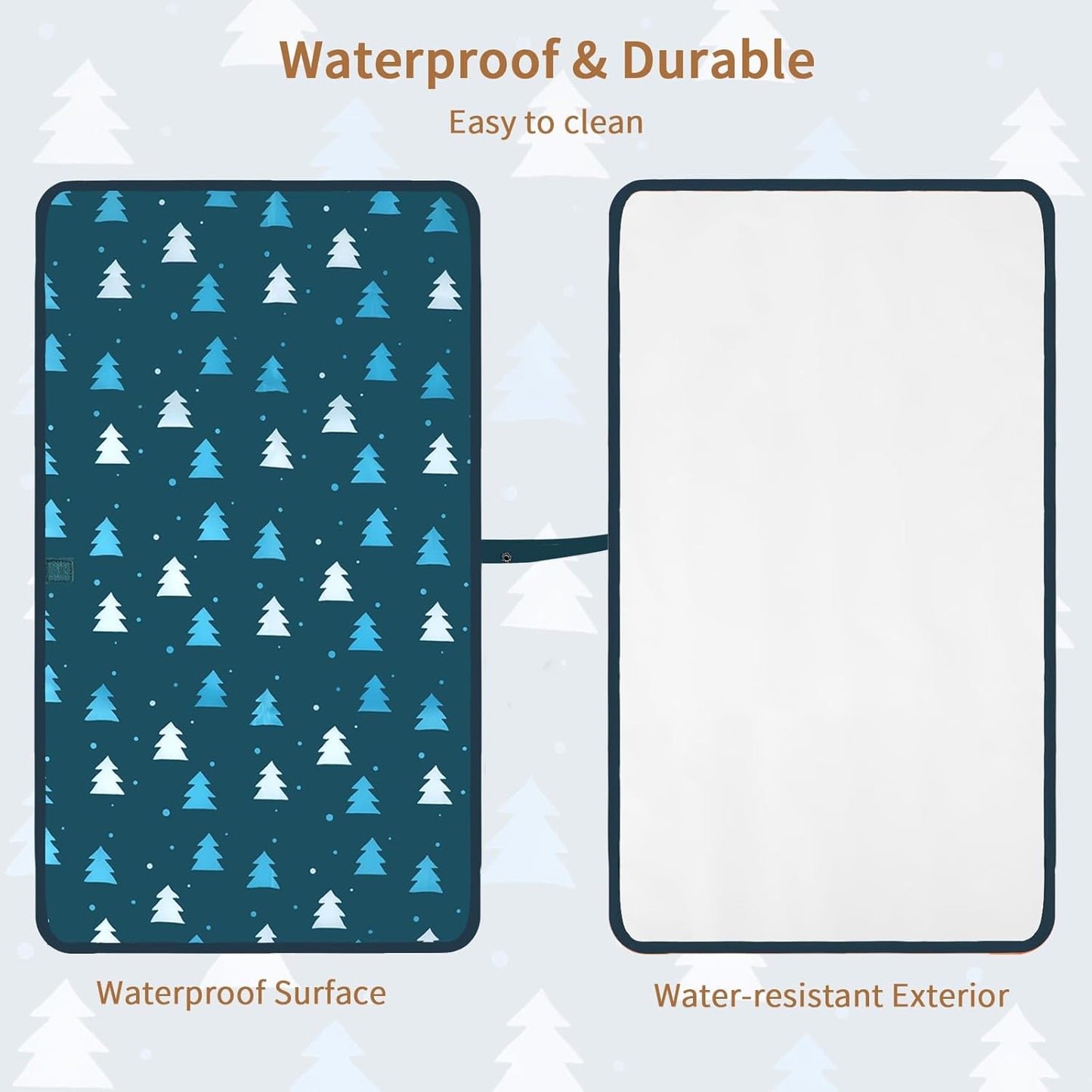 Portable Diaper Changing Pad for Baby - Waterproof Compact Changing Mat with Wrist Strap - Wipeable Travel Changing Pad for Diaper Bag(Pink Flowers)