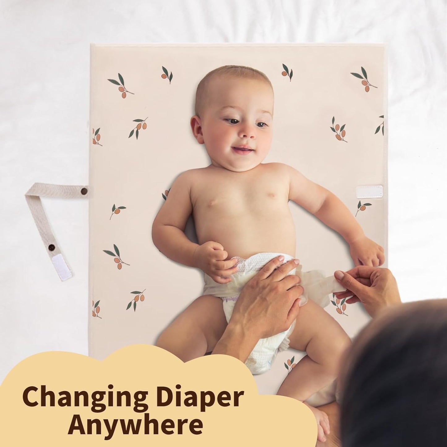 Vegan Leather Baby Changing Mat - Wipeable Portable Changing Pad, Foldable Travel Changing Mat for Baby, Newborns (Flower,20"*28")