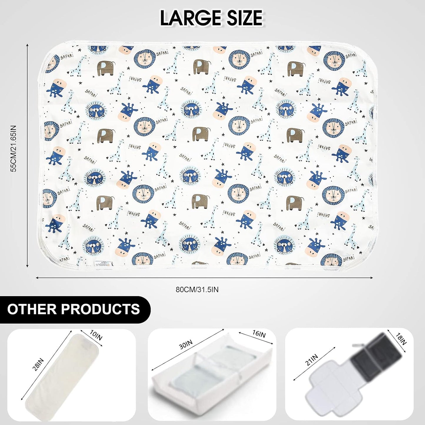 Baby Diaper Changing Pad, 21 5/8" x 31.5" Waterproof Changing Pad Liners - Reusable Soft and Absorbent Portable Changing Mat(Flower1PCS)