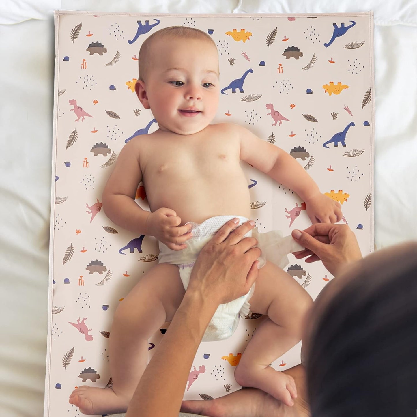 Vegan Leather Baby Changing Mat - Wipeable Portable Changing Pad, Foldable Travel Changing Mat for Baby, Newborns (Flower,20"*28")