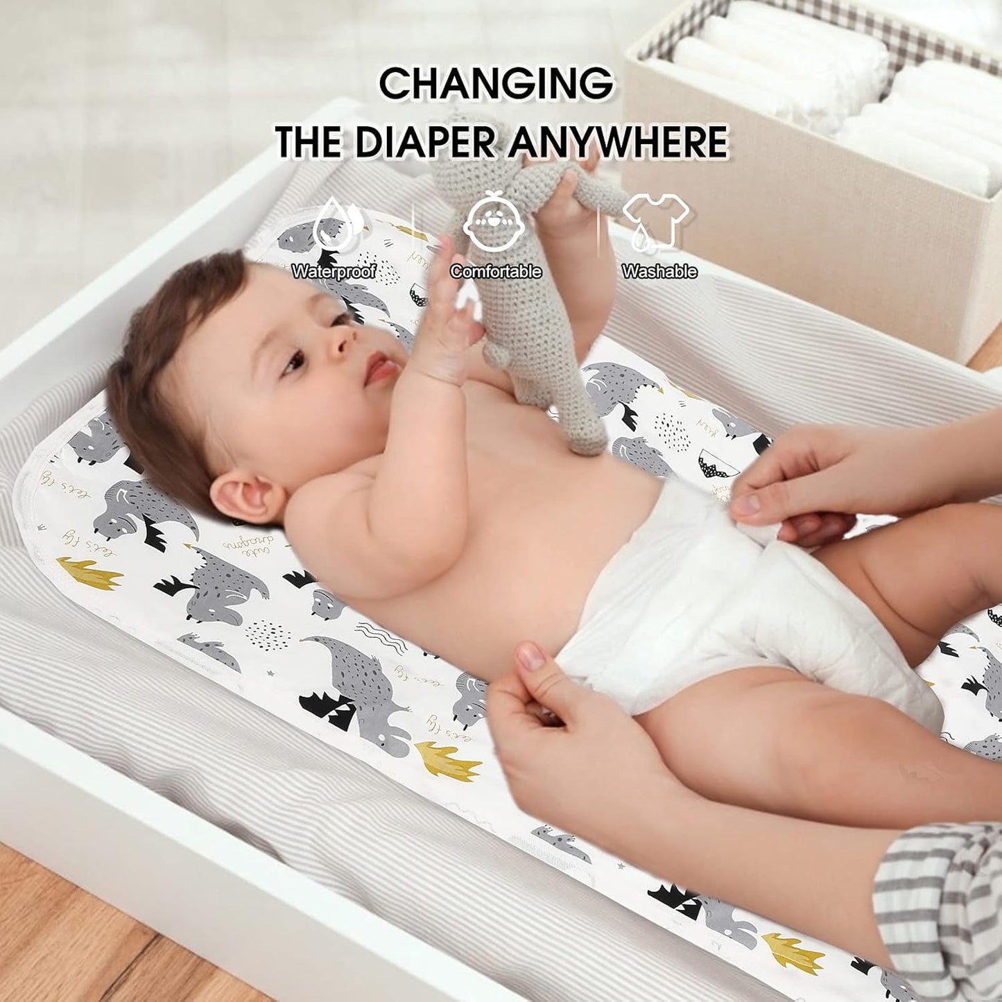 Baby Diaper Changing Pad, 21 5/8" x 31.5" Waterproof Changing Pad Liners - Reusable Soft and Absorbent Portable Changing Mat(Flower1PCS)