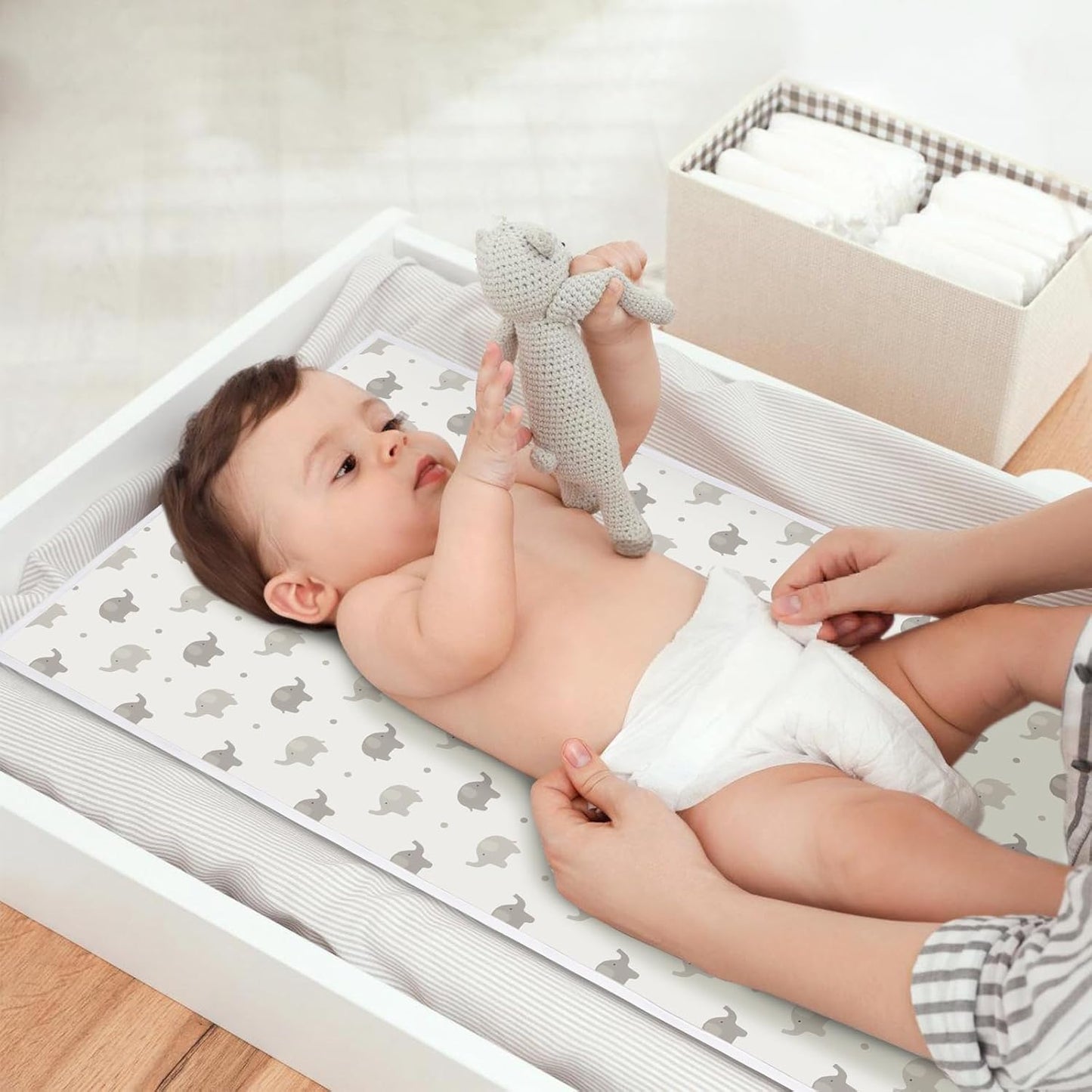 Vegan Leather Baby Changing Mat - Wipeable Portable Changing Pad, Foldable Travel Changing Mat for Baby, Newborns (Flower,20"*28")