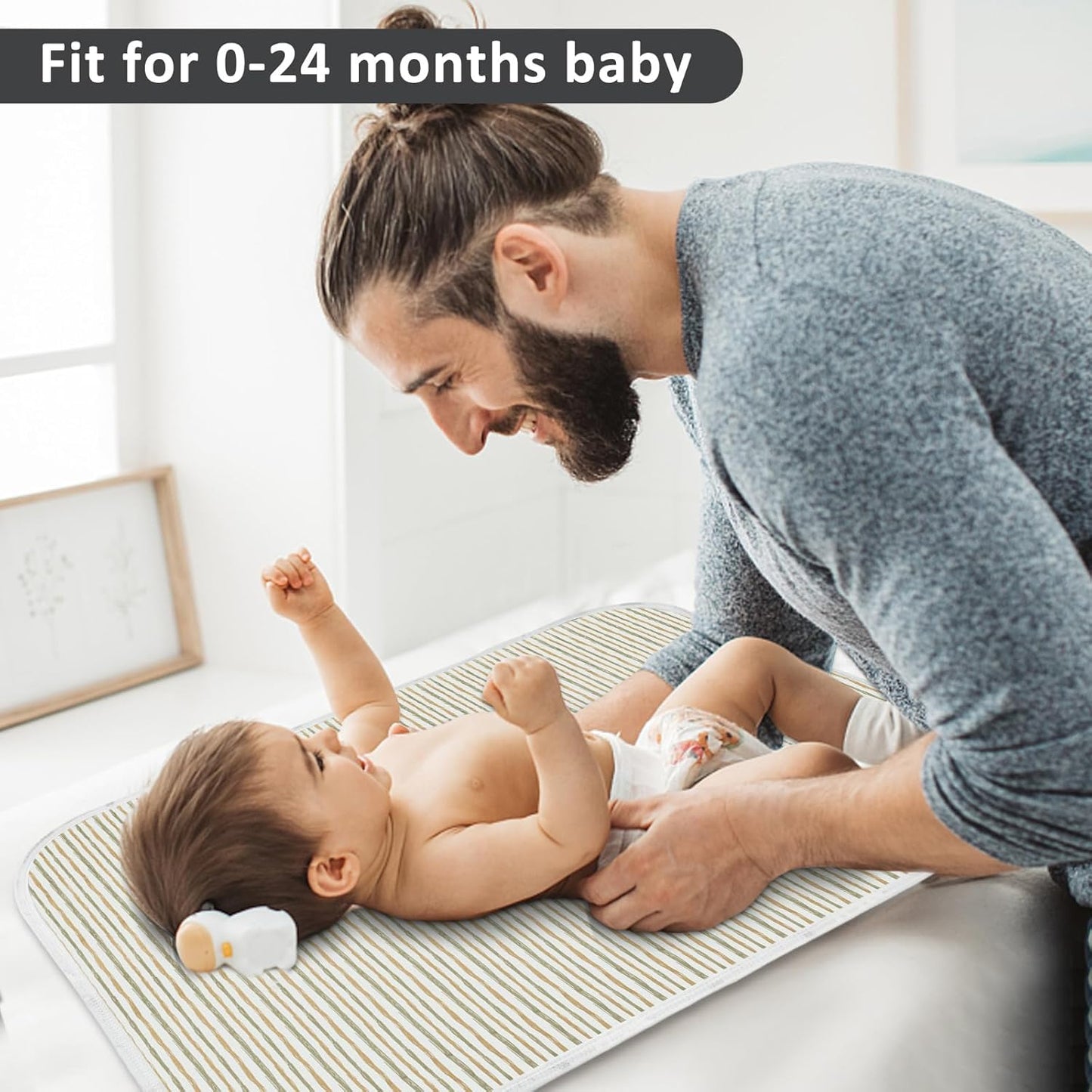 Baby Diaper Changing Pad, 21 5/8" x 31.5" Waterproof Changing Pad Liners - Reusable Soft and Absorbent Portable Changing Mat(Flower1PCS)