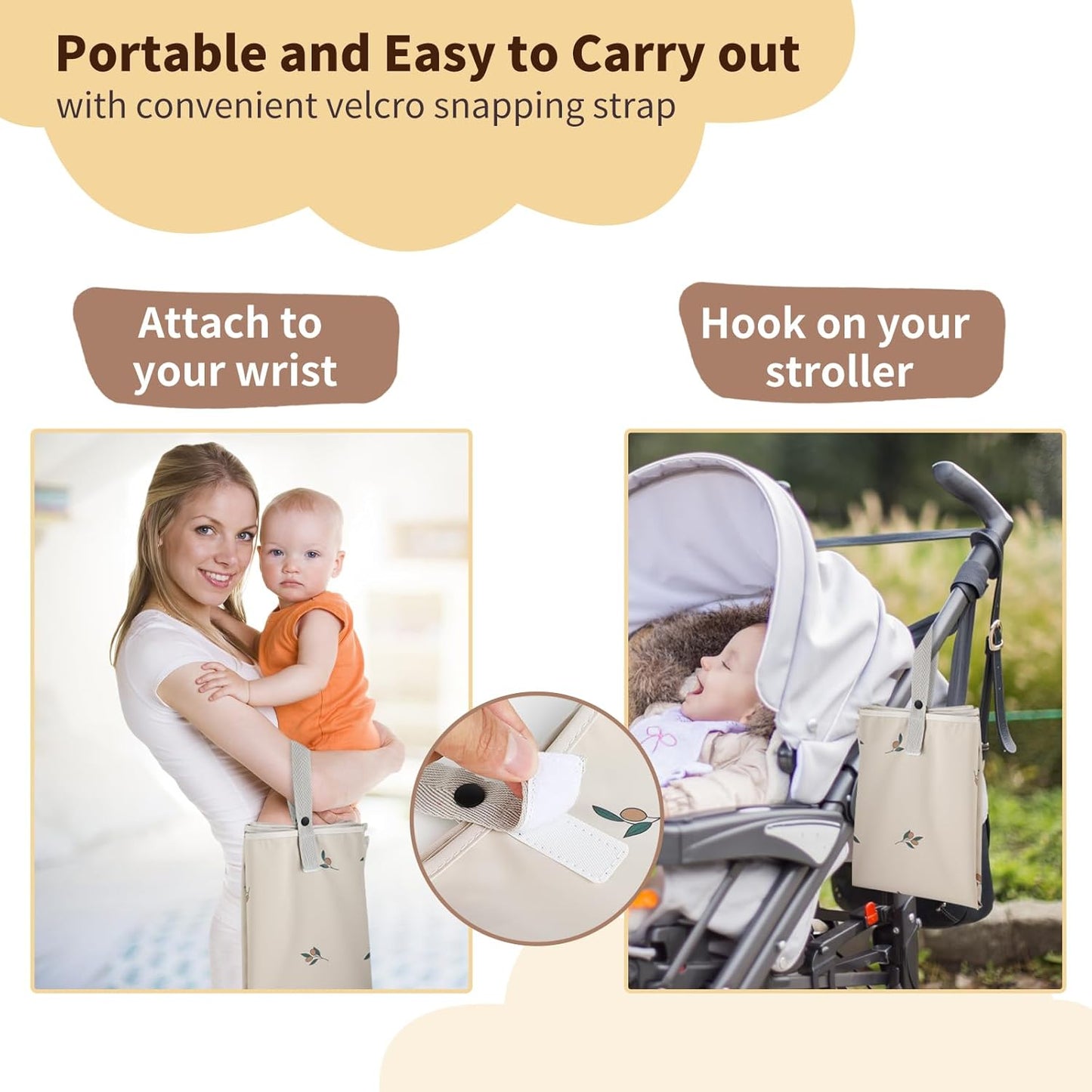 Vegan Leather Baby Changing Mat - Wipeable Portable Changing Pad, Foldable Travel Changing Mat for Baby, Newborns (Flower,20"*28")