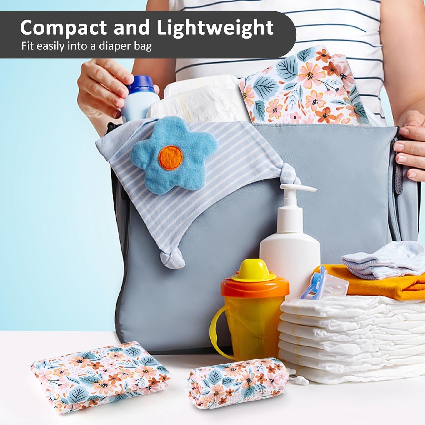 Baby Diaper Changing Pad, 21 5/8" x 31.5" Waterproof Changing Pad Liners - Reusable Soft and Absorbent Portable Changing Mat(Flower1PCS)