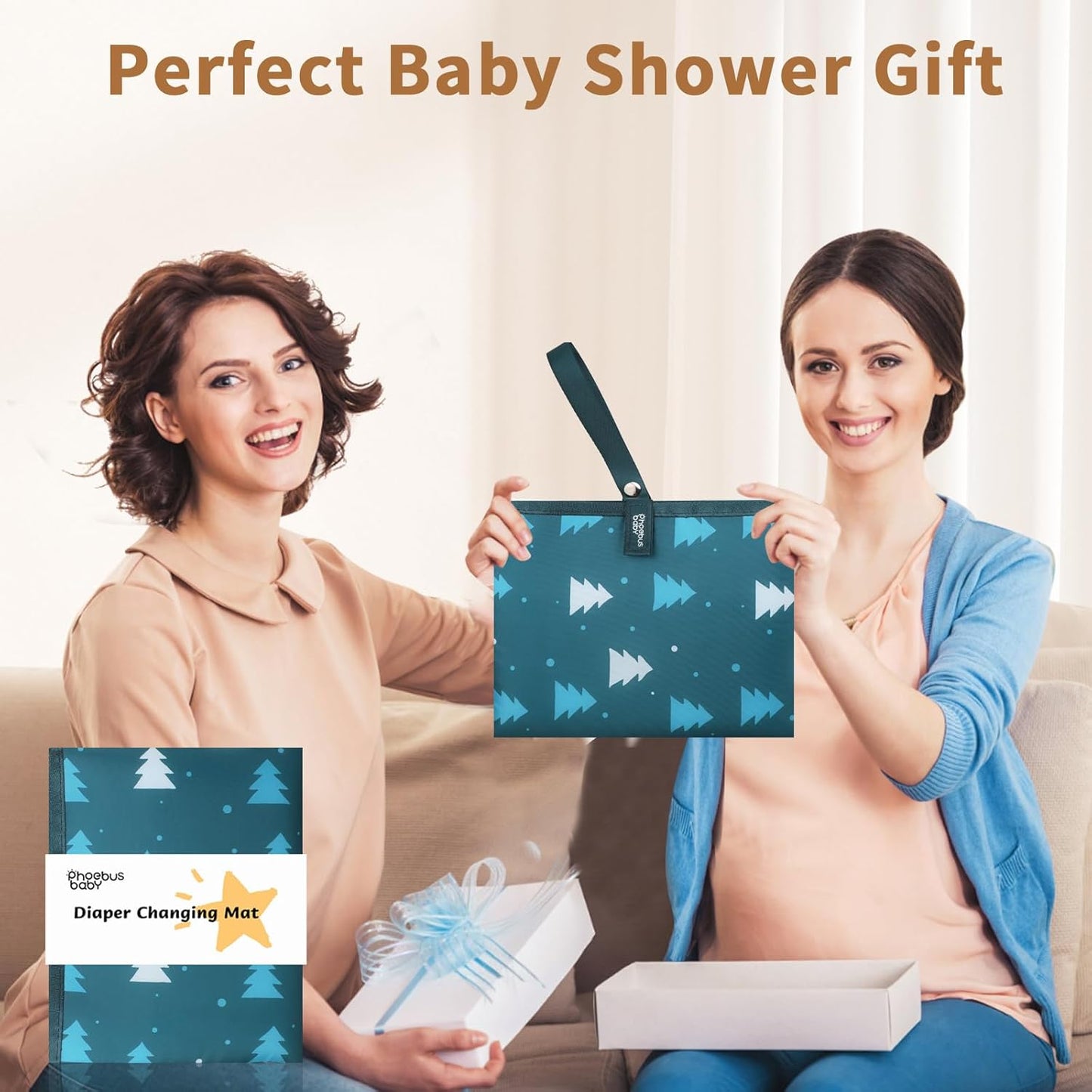 Portable Diaper Changing Pad for Baby - Waterproof Compact Changing Mat with Wrist Strap - Wipeable Travel Changing Pad for Diaper Bag(Pink Flowers)