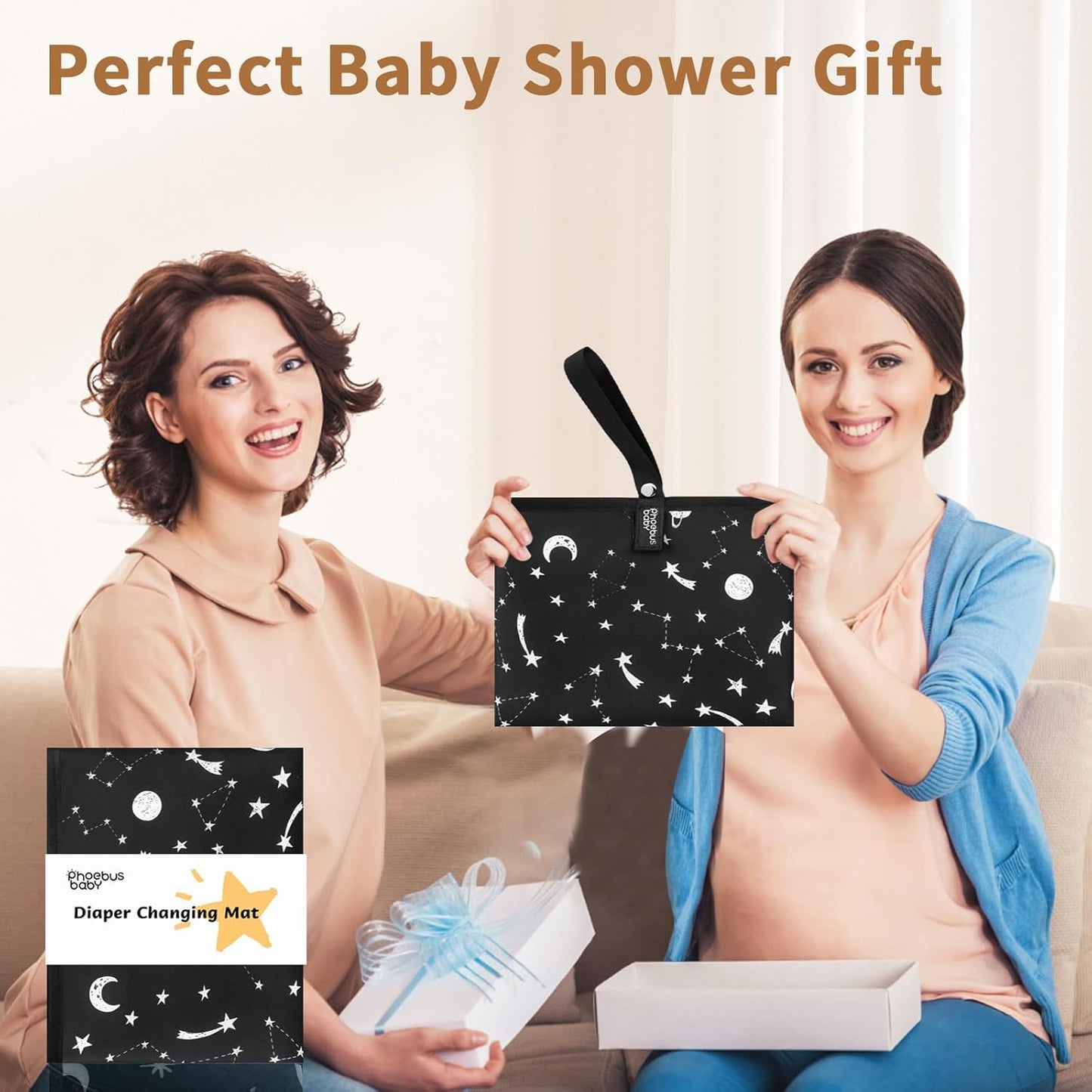 Portable Diaper Changing Pad for Baby - Waterproof Compact Changing Mat with Wrist Strap - Wipeable Travel Changing Pad for Diaper Bag(Pink Flowers)