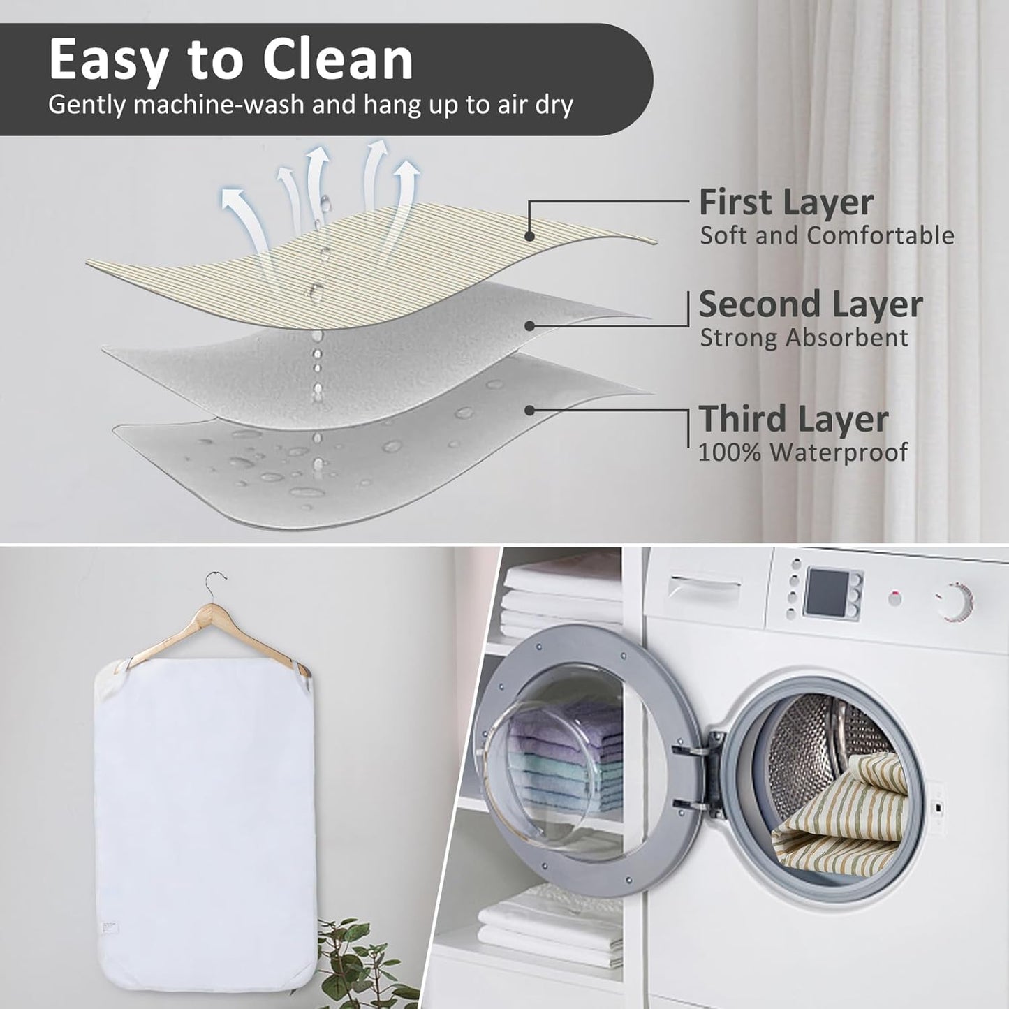 Baby Diaper Changing Pad, 21 5/8" x 31.5" Waterproof Changing Pad Liners - Reusable Soft and Absorbent Portable Changing Mat(Flower1PCS)