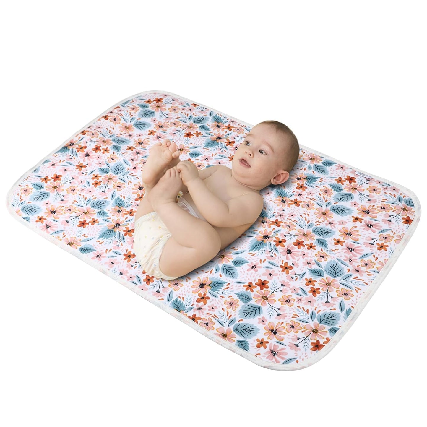 Baby Diaper Changing Pad, 21 5/8" x 31.5" Waterproof Changing Pad Liners - Reusable Soft and Absorbent Portable Changing Mat(Flower1PCS)