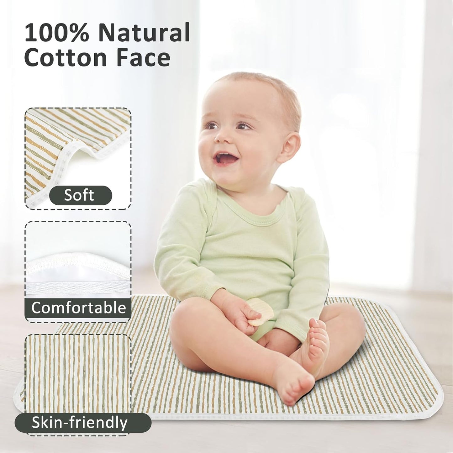 Baby Diaper Changing Pad, 21 5/8" x 31.5" Waterproof Changing Pad Liners - Reusable Soft and Absorbent Portable Changing Mat(Flower1PCS)