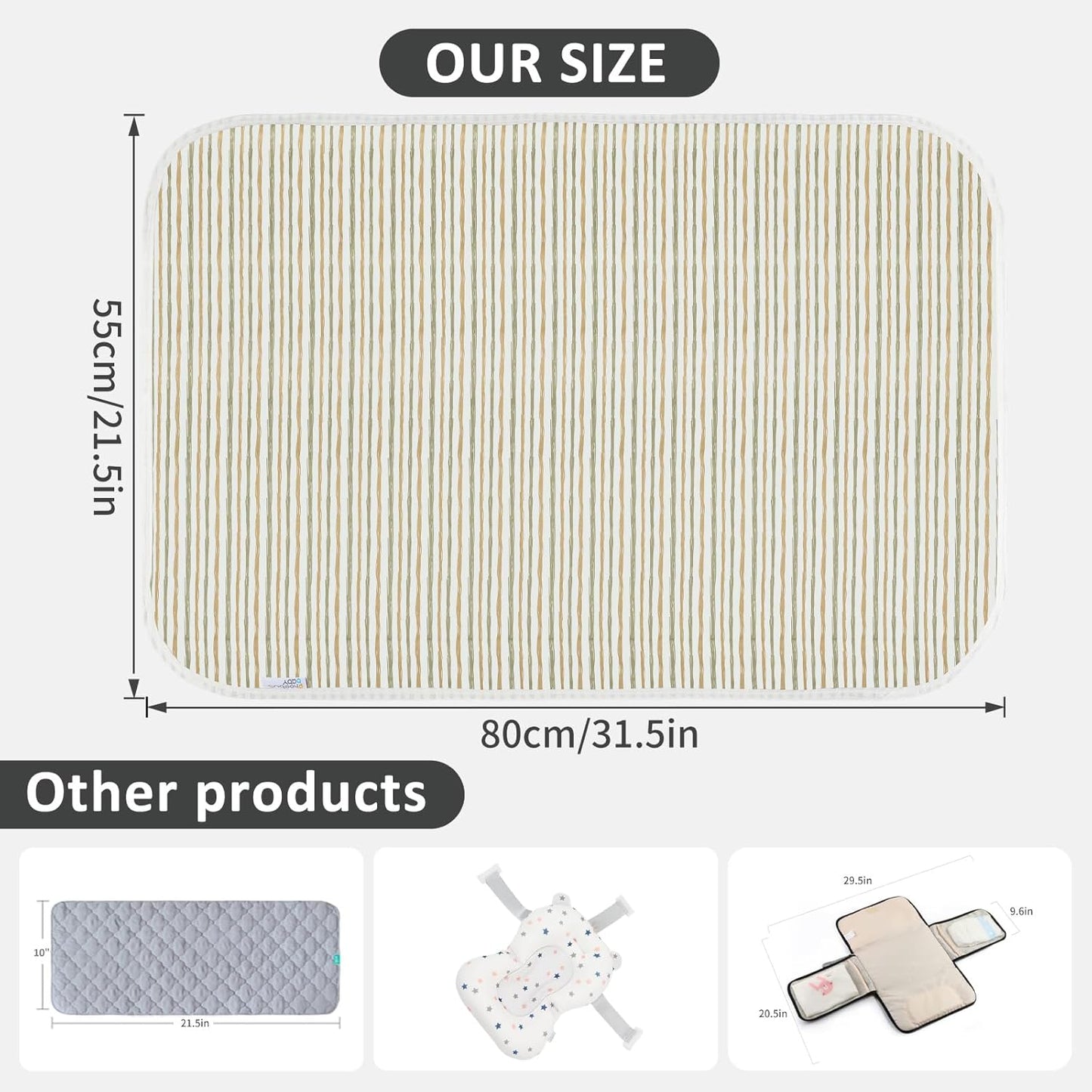 Baby Diaper Changing Pad, 21 5/8" x 31.5" Waterproof Changing Pad Liners - Reusable Soft and Absorbent Portable Changing Mat(Flower1PCS)