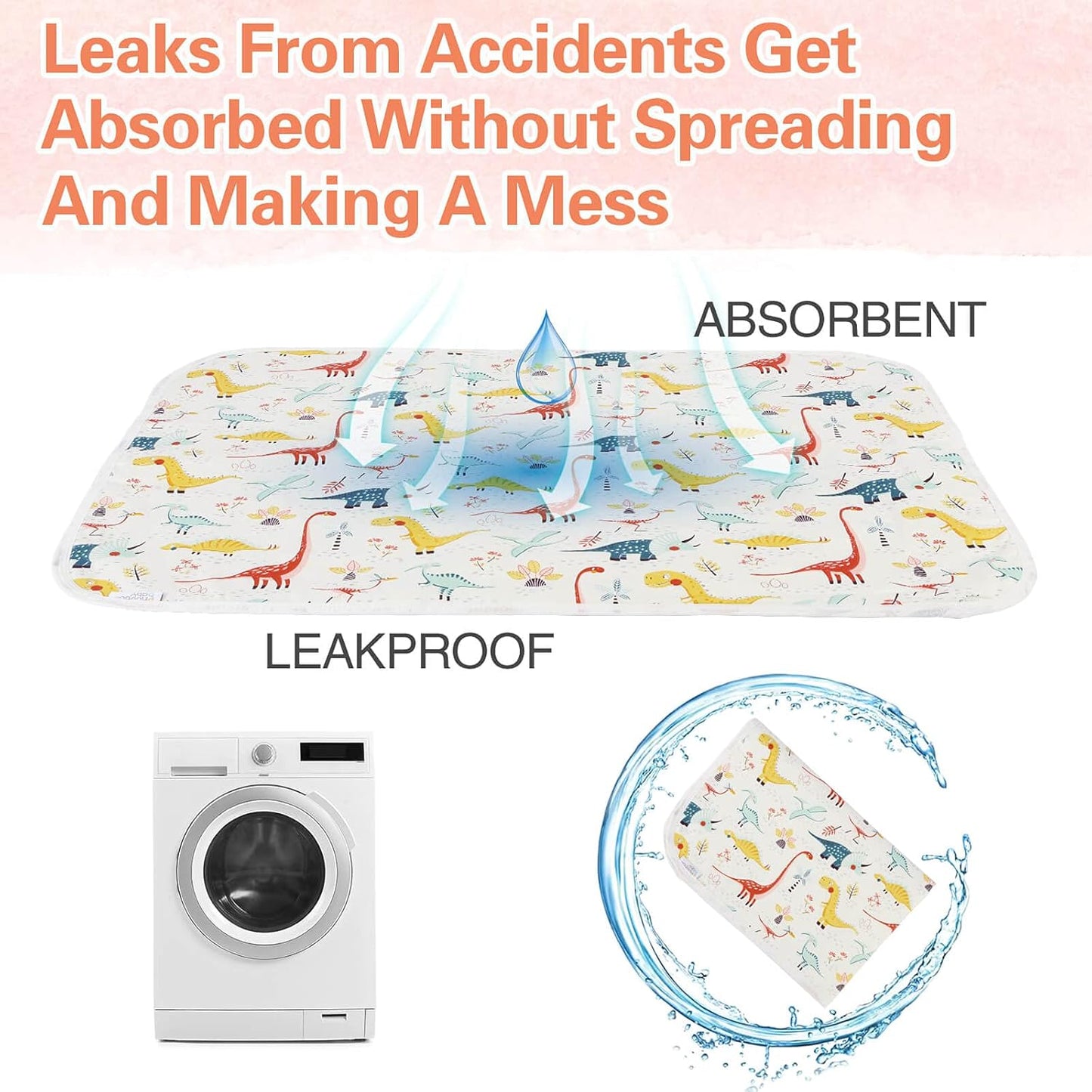 Baby Diaper Changing Pad, 21 5/8" x 31.5" Waterproof Changing Pad Liners - Reusable Soft and Absorbent Portable Changing Mat(Flower1PCS)