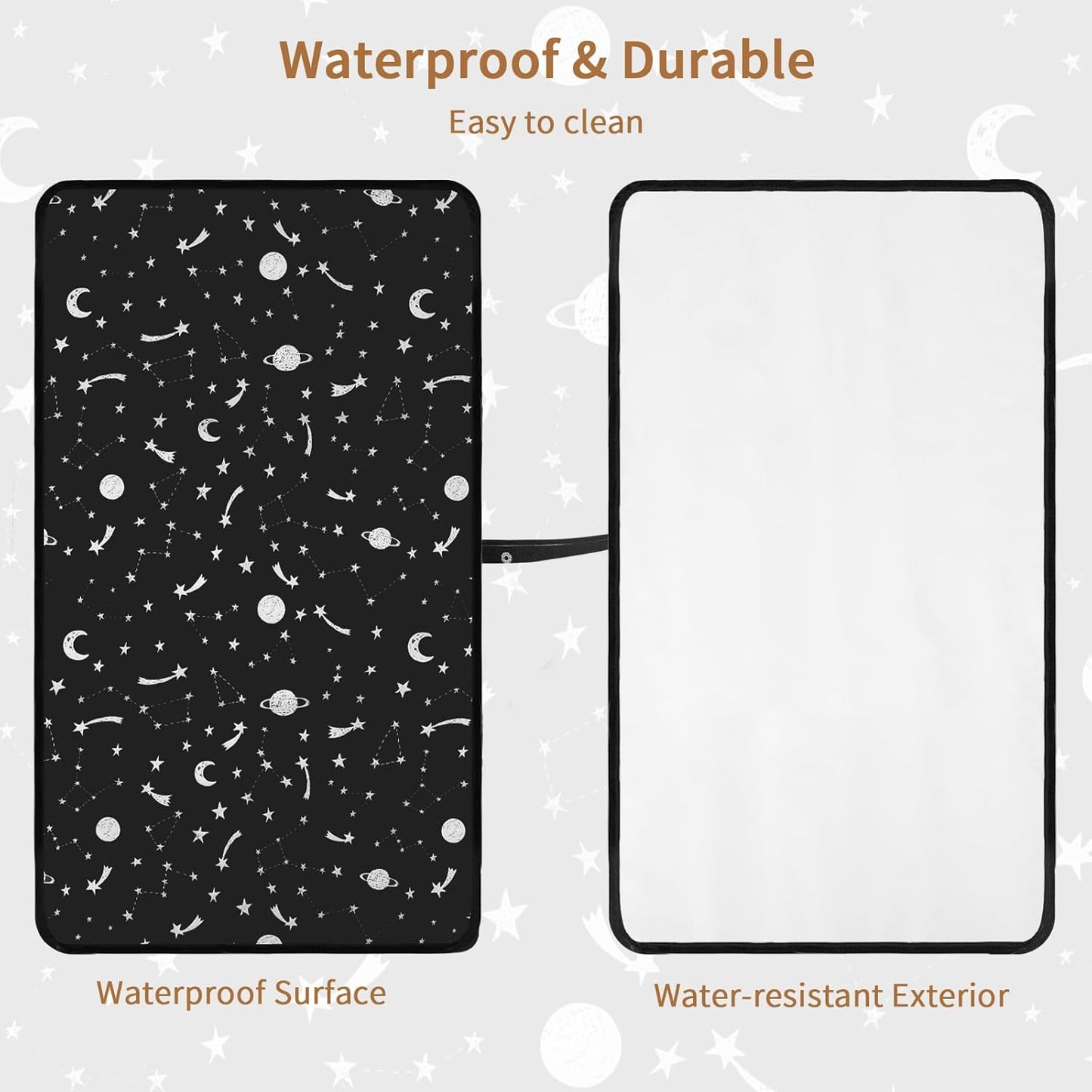 Portable Diaper Changing Pad for Baby - Waterproof Compact Changing Mat with Wrist Strap - Wipeable Travel Changing Pad for Diaper Bag(Pink Flowers)