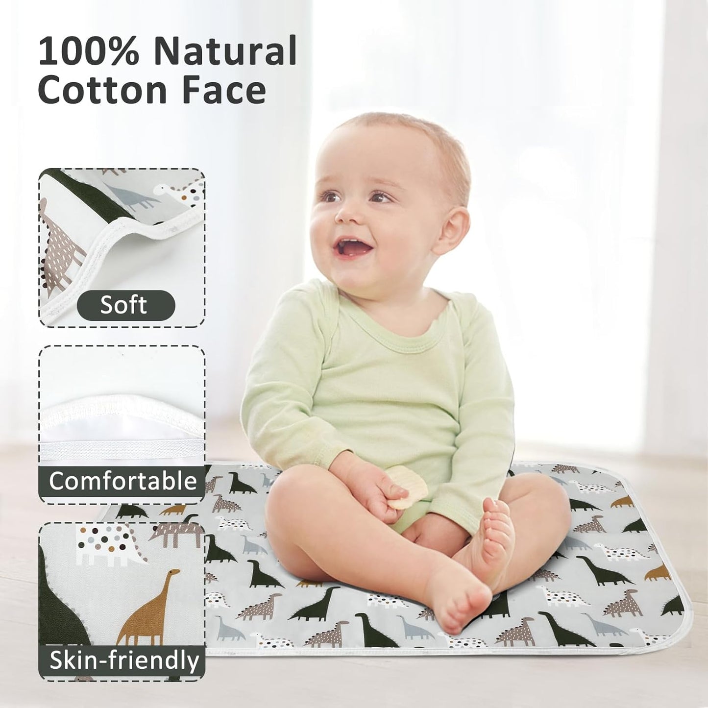 Baby Diaper Changing Pad, 21 5/8" x 31.5" Waterproof Changing Pad Liners - Reusable Soft and Absorbent Portable Changing Mat(Flower1PCS)