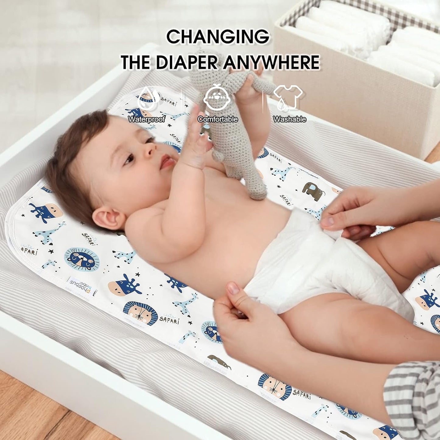 Baby Diaper Changing Pad, 21 5/8" x 31.5" Waterproof Changing Pad Liners - Reusable Soft and Absorbent Portable Changing Mat(Flower1PCS)