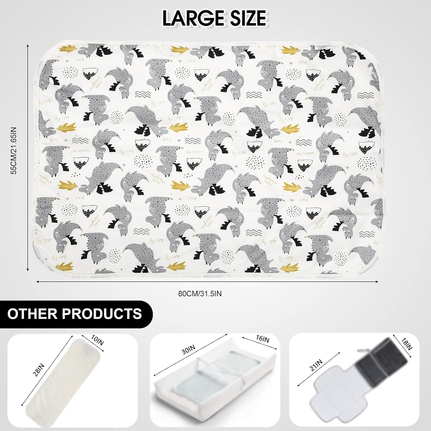 Baby Diaper Changing Pad, 21 5/8" x 31.5" Waterproof Changing Pad Liners - Reusable Soft and Absorbent Portable Changing Mat(Flower1PCS)