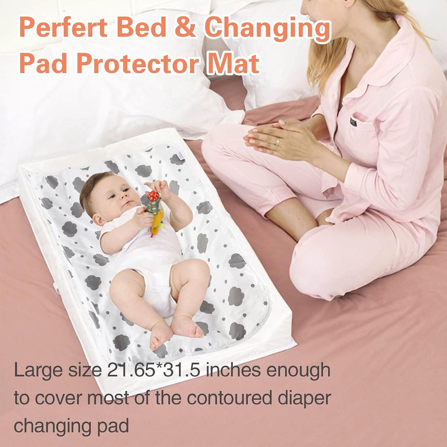 Baby Diaper Changing Pad, 21 5/8" x 31.5" Waterproof Changing Pad Liners - Reusable Soft and Absorbent Portable Changing Mat(Flower1PCS)