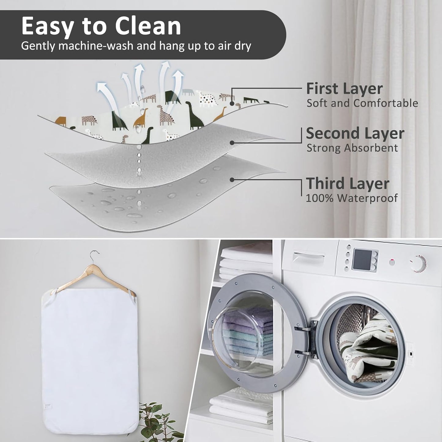 Baby Diaper Changing Pad, 21 5/8" x 31.5" Waterproof Changing Pad Liners - Reusable Soft and Absorbent Portable Changing Mat(Flower1PCS)