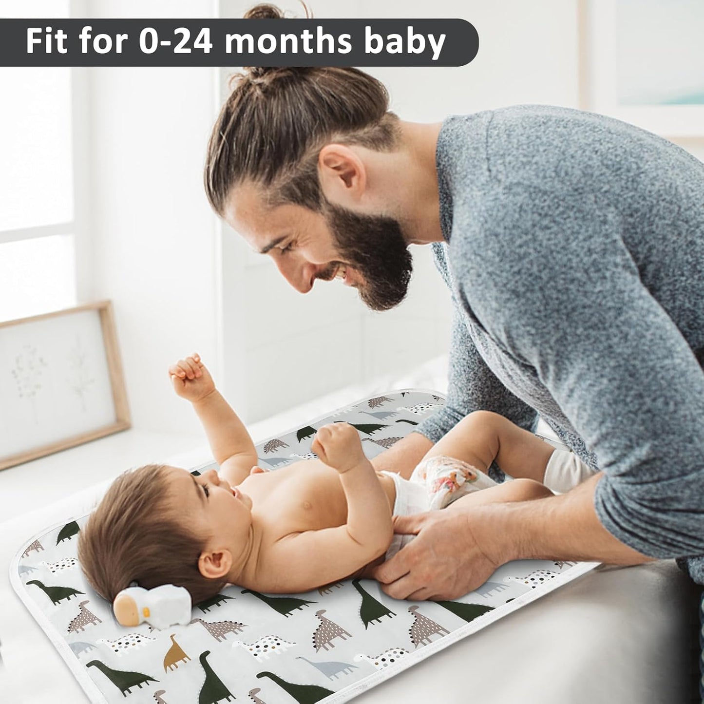 Baby Diaper Changing Pad, 21 5/8" x 31.5" Waterproof Changing Pad Liners - Reusable Soft and Absorbent Portable Changing Mat(Flower1PCS)