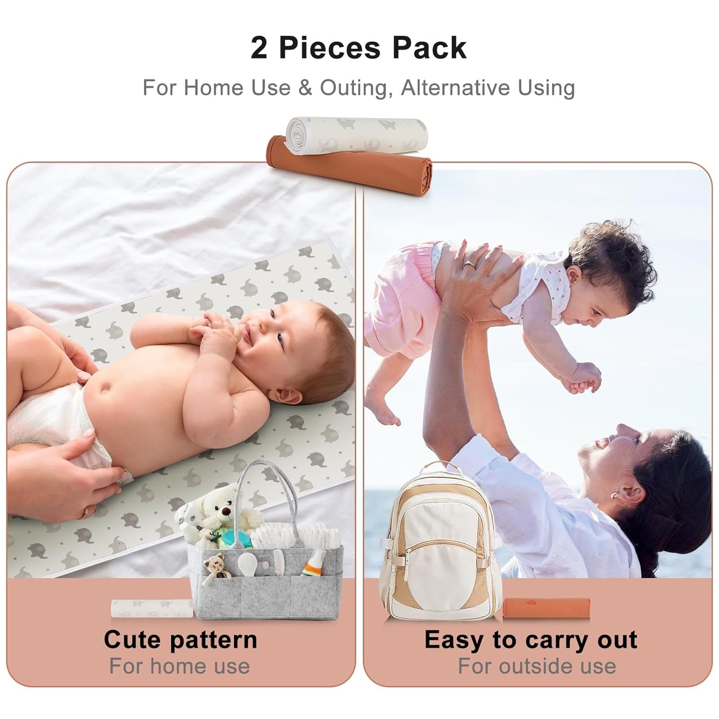 Vegan Leather Baby Changing Mat - Wipeable Portable Changing Pad, Foldable Travel Changing Mat for Baby, Newborns (Flower,20"*28")