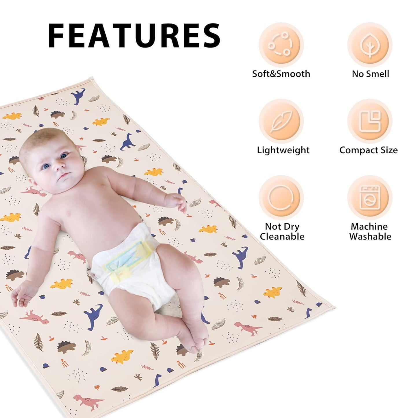 Vegan Leather Baby Changing Mat - Wipeable Portable Changing Pad, Foldable Travel Changing Mat for Baby, Newborns (Flower,20"*28")