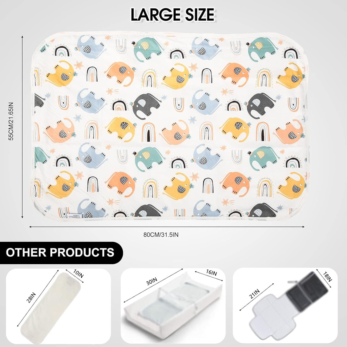 Baby Diaper Changing Pad, 21 5/8" x 31.5" Waterproof Changing Pad Liners - Reusable Soft and Absorbent Portable Changing Mat(Flower1PCS)