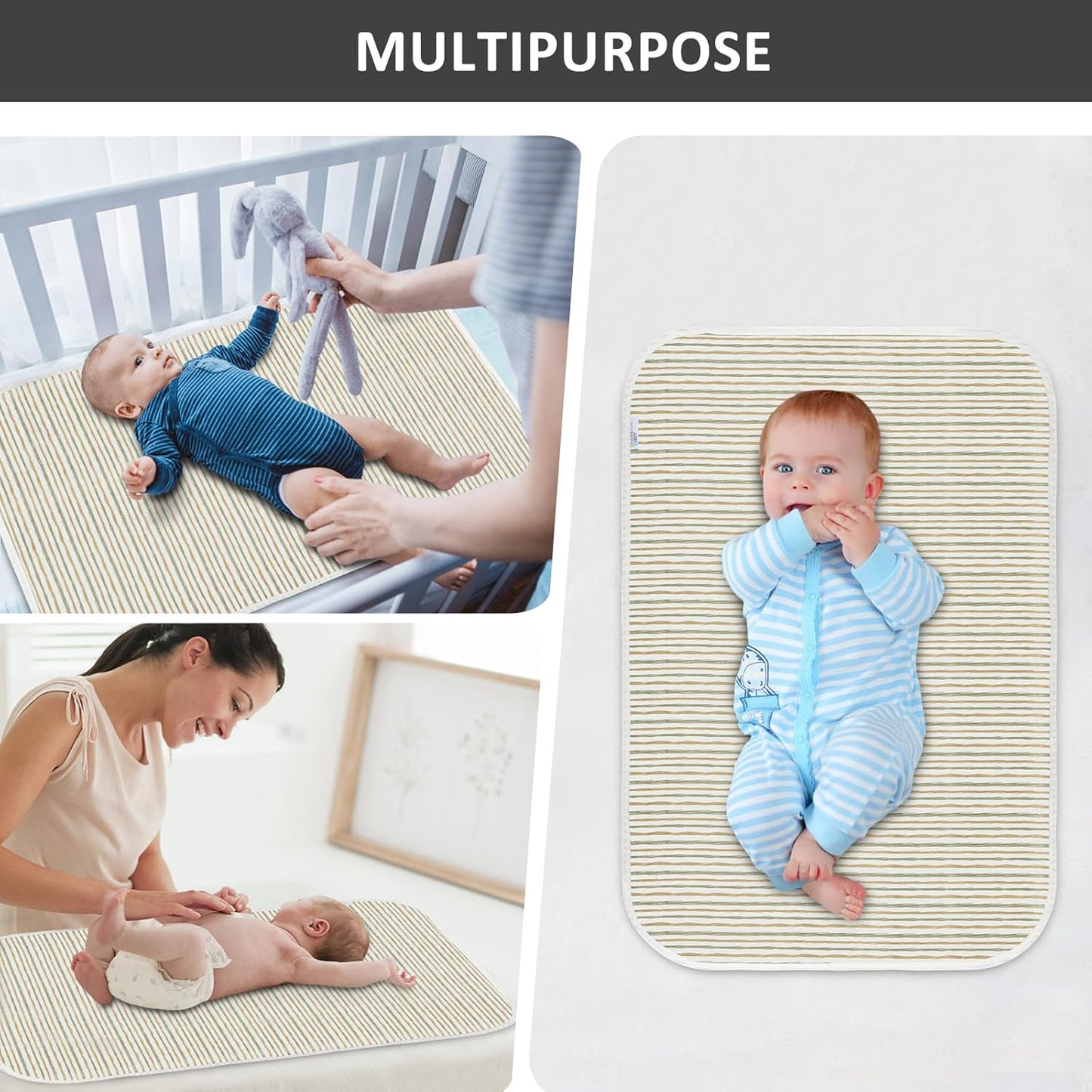 Baby Diaper Changing Pad, 21 5/8" x 31.5" Waterproof Changing Pad Liners - Reusable Soft and Absorbent Portable Changing Mat(Flower1PCS)