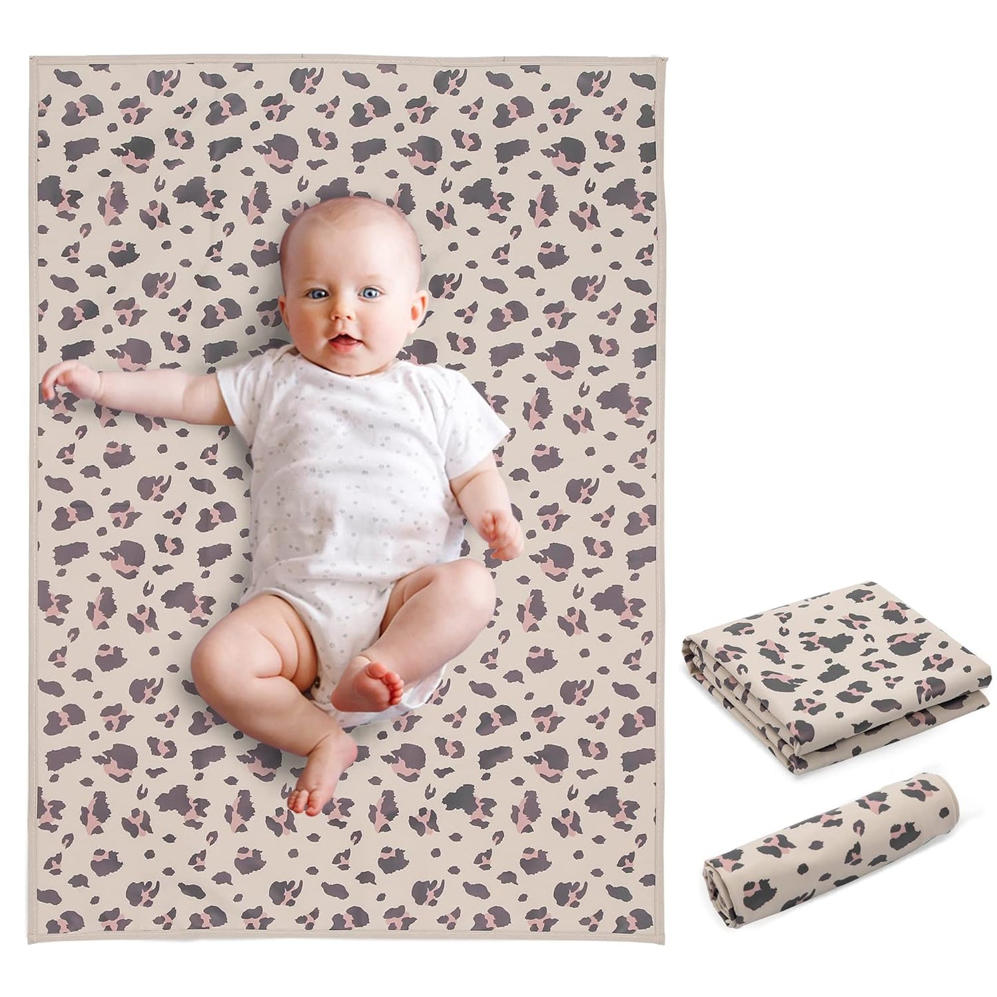 Vegan Leather Baby Changing Mat - Wipeable Portable Changing Pad, Foldable Travel Changing Mat for Baby, Newborns (Flower,20"*28")